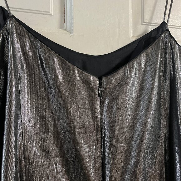 silver semi sheer long slip dress metalic statement - Picture 6 of 6